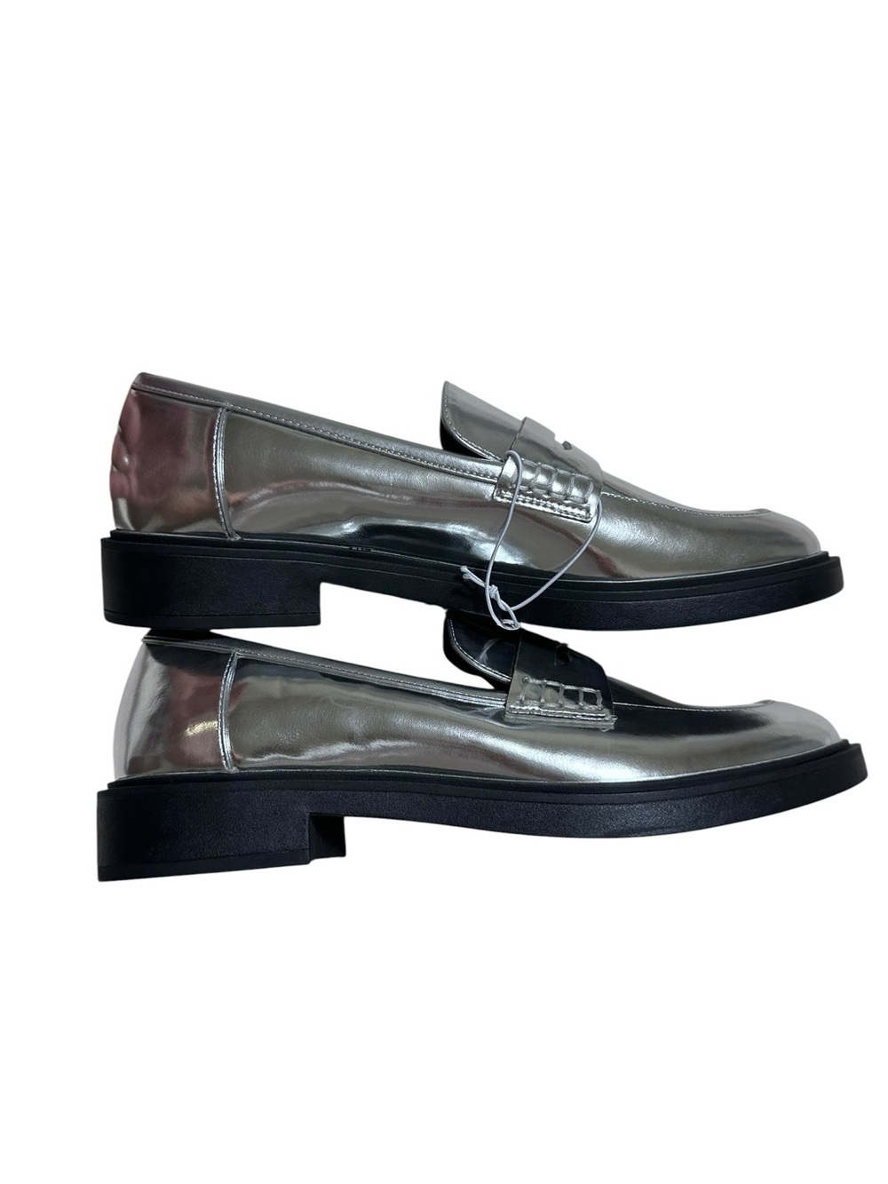 A New Day Penny Loafers Womens 10 Silver Metallic Slip On Shoes NWT